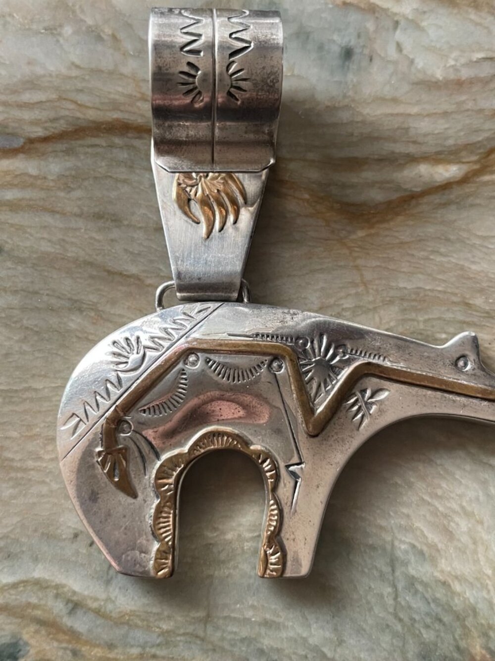 Very Large Spirit Bear Pendant Sterling Silver Native American Vintage